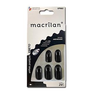 Macrilan Unhas Postiças formato amendoado/ PRETA BOX 12PÇS