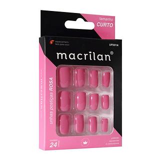 Macrilan Unhas postiças tamanho curto cor Rosa BOX 12PÇS