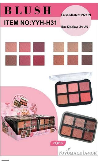 yoyo paleta de blush box 24 pç