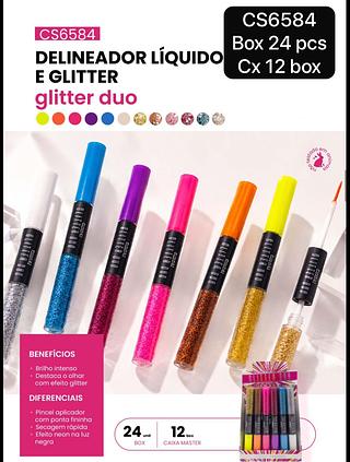 pink21 delineador colorido com glitter box 24 pç