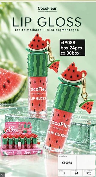 cocofleur lip gloss melancia box 24 pç