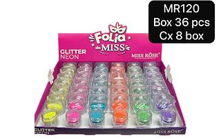 Glitter Neon Folia da Miss - Miss Rôse Glitter em pó ultrafino,