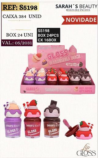 SARAHS BEAUTY LIP GLOSS BOX 24 PÇ