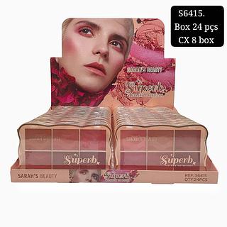 sarahs beauty paleta de blush 6 cores box 24 pç