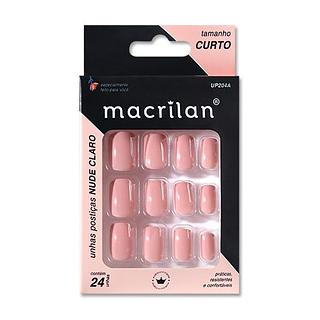 Macrilan Unhas postiças Tamanho curto cor Nude claro BOX 12PÇS