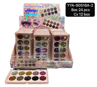 Yoyo Maquiamor Paleta Glitter box 24 pçs