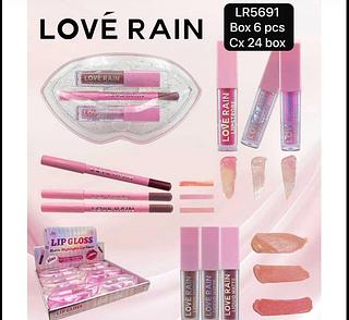 Love Rain Kit Lip Gloss 3 in 1 box 6 pçs