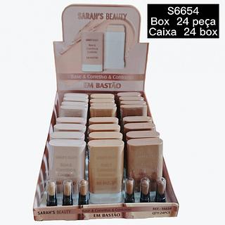 sarahs beauty contorno corretivo e base em bastao box 24 pç