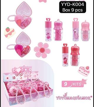 yoyo lip gloss com chaveiro box 9 pç