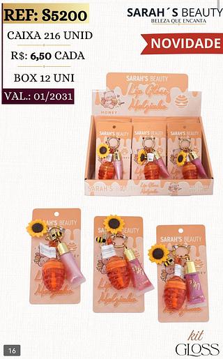 SARAHS BEAUTY LIP GLOSS MEL BOX 12 PÇ
