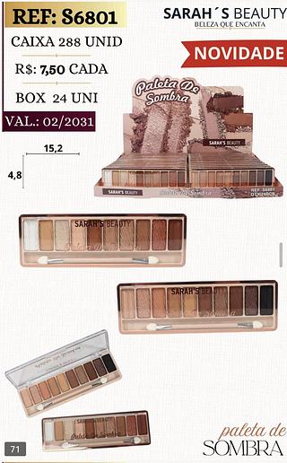 Sarah s beauty paleta de sombras box 24 pçs