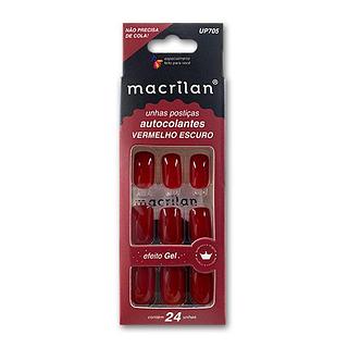 Macrilan Unhas Postiças Autocolantes tamanho médio - Vermelho Escuro