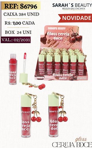 sara lip gloss cereja box 24 pç
