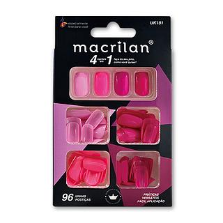 Macrilan Kit de Unhas Postiças tamanho médio BOX 12PÇS