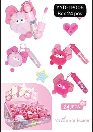 yoyo lip gloss chaveiro box 24 pç