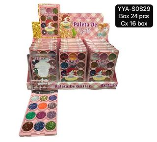 Yoyo Maquiamor Paleta Glitter box 24 pçs