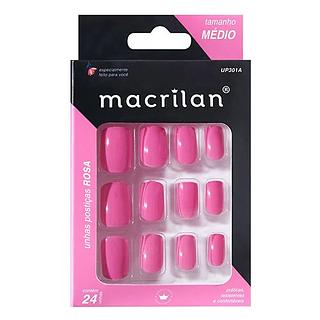 Macrilan Unhas postiças tamanho médio cor Rosa BOX 12PÇS