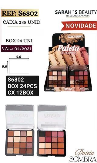 Sarahs beauty paleta de sombras box 24 pçs