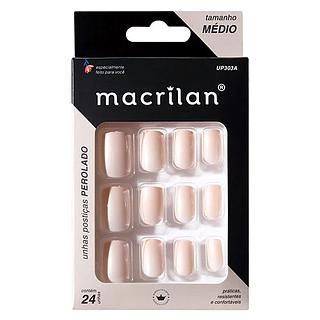 Macrilan Unhas postiças tamanho médio cor Perolado BOX 12PÇS