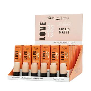 Base Liquida Matte Alta Cobertura 35FPS Cor 50 a 55 Max Love com 42un de 30ml MAX LOVE
