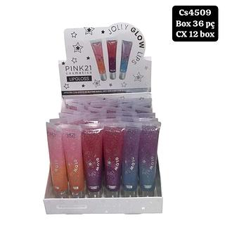 pink 21 lip gloss jolly glow box 36pç