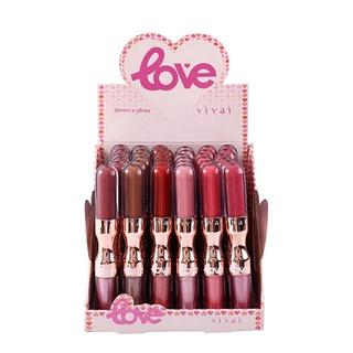 Batom Líquido Duo Gloss Love Vivai Box 36