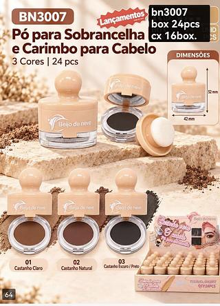 beijo de neve po para sobrancelha e cabelo box 24 pç