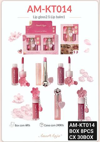 amor e anjo kit lip gloss box 8 pç
