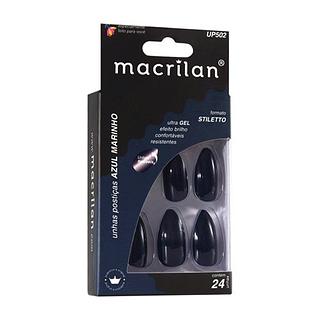 Macrilan Unhas Postiças estilo stiletto cor Azul marinho