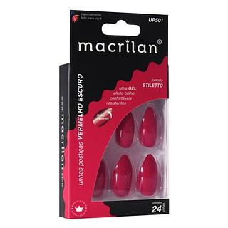 Macrilan Unhas Postiças estilo stiletto cor Vermelho escuro