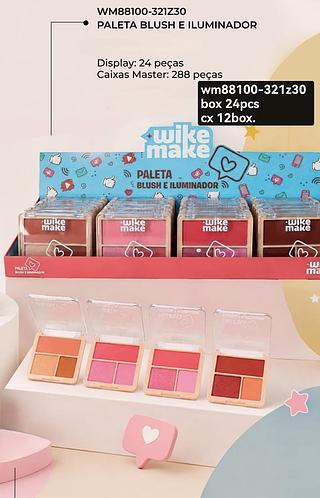 Wike make paleta de blush e iluminador box 24 pçs