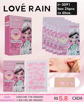 love rain adesivo acner box 24 pç