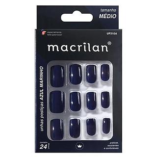 Macrilan Unhas postiças tamanho médio cor Azul marinho BOX 12PÇS