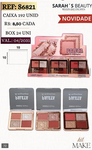 SARAHS BEAUTY PALETA DE MAQUIAGEM BOX 24 PÇ