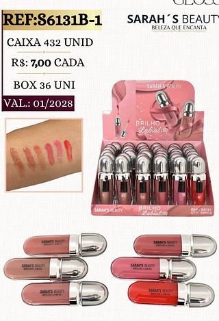 Sarah s beauty Lip gloss box 36 pçs