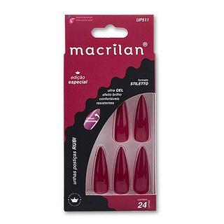 Unhas Postiças UP511 estilo stiletto longa Macrilan cor Rubi - Macrilan