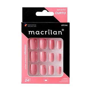 Macrilan Unhas postiças tamanho curto cor Pêssego BOX 12PÇS