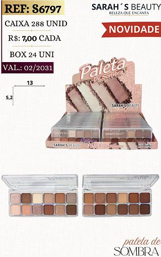 Sarah s beauty paleta de sombras box 24 pçs