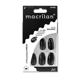Macrilan Unhas Postiças estilo bailarina cor Preto BOX 12PÇS