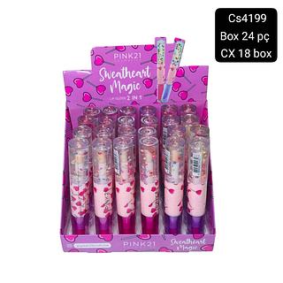 Pink 21 swethearty magic lip gloss 2 in 1 box 24 pç