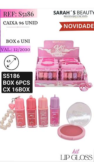 SARAHS BEAUTY KIT LIP GLOSS BOX 6 PÇ