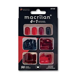 Macrilan Kit de Unhas Postiças tamanho médio BOX 12PÇS