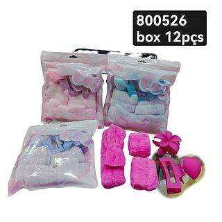 Kit Presilha Esponja e Xuxinha de cabelo box 12 pçs