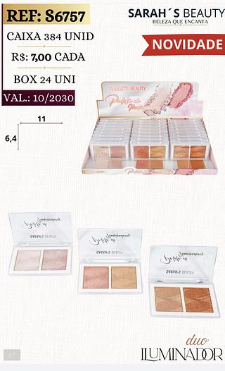 Sarah s beauty duo iluminador box 24 pçs