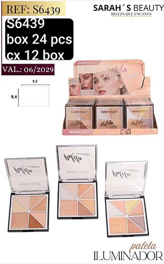 sarash beauty paleta de iluminador box 24 pç