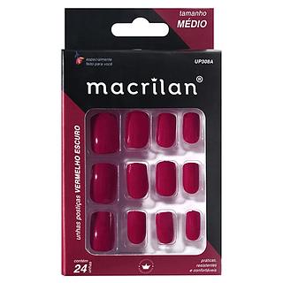 Macrilan Unhas postiças tamanho médio cor Vermelho escuro BOX 12PÇS