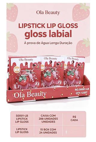 ola beauty lip gloss + lip stick box 24 pç