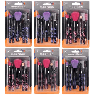Macrilan Kit com 5 pincéis para maquiagem BOX 12PÇS