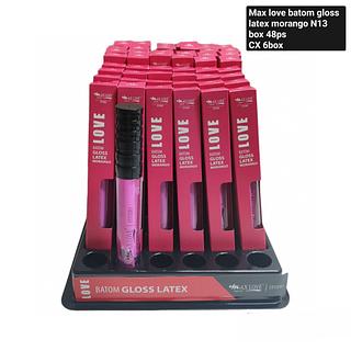 Max Love Batom Gloss Latex morango n13 BOX 48PÇS
