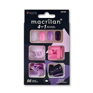 Macrilan Kit de Unhas Postiças tamanho médio BOX 12PÇS